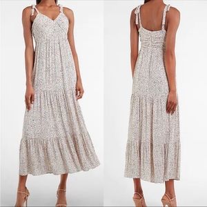 Express Polka Dot Pleated MIDI Dress